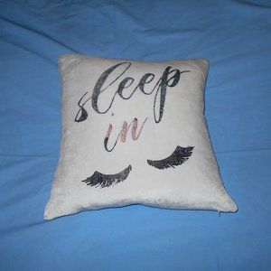 Bed Decor Pillow "Sleep In" Cream Velour Exterior